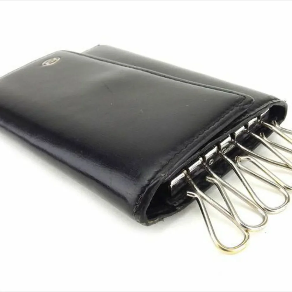 Cartier Key case Key holder Black Silver leather Woman Authentic Used